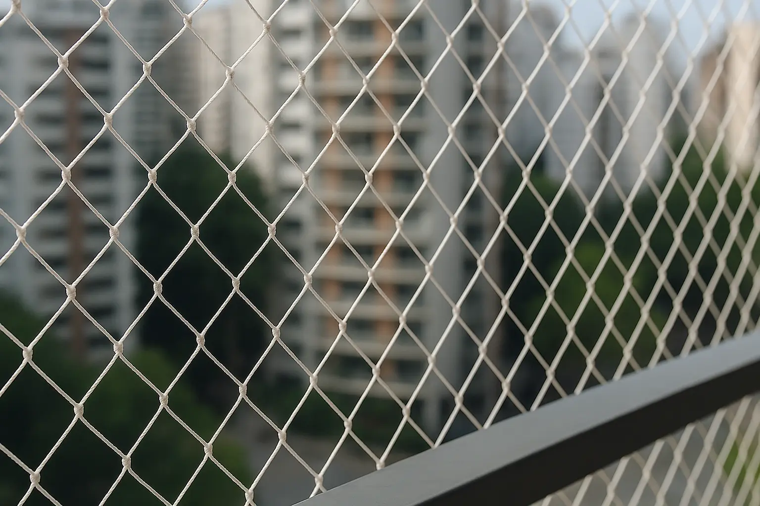 Red de protección instalada en balcón de edificio en Buenos Aires